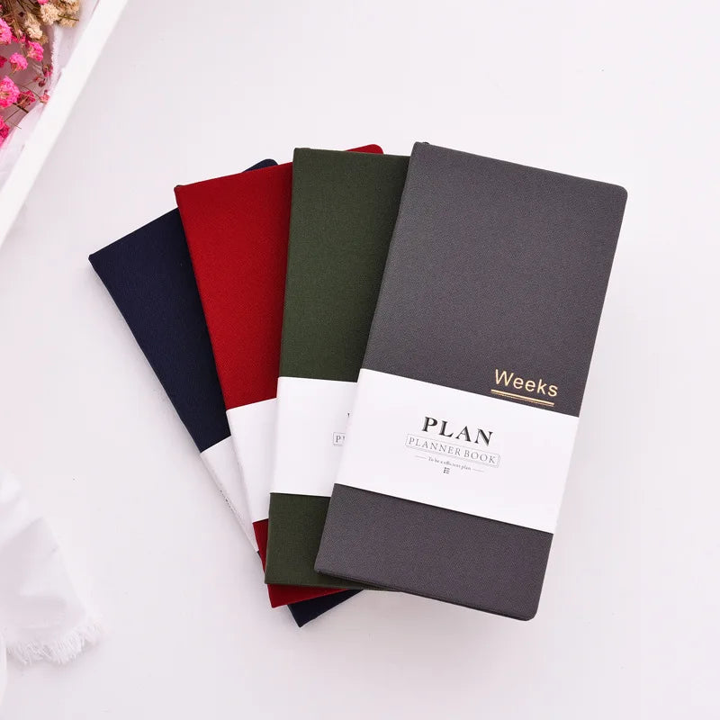 Undated Weekly Fabric A6 Journal - Portable Pocket-Sized Planner for Notes, Goals & Daily Flow Linen Weeks Planning System