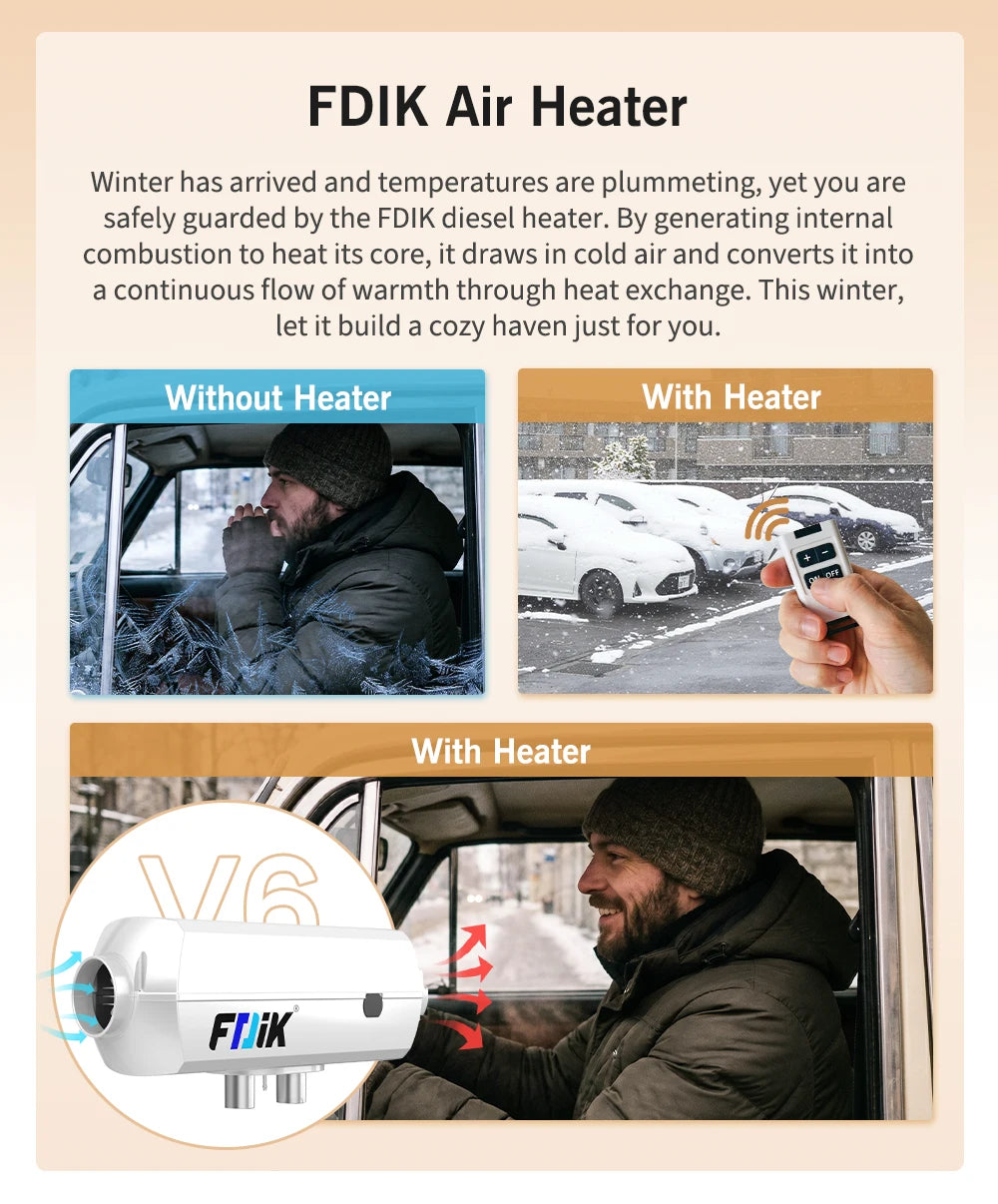 FDIK 2000W 12V Diesel Heater Parking Heater With Aluminum Shell For Car And RV