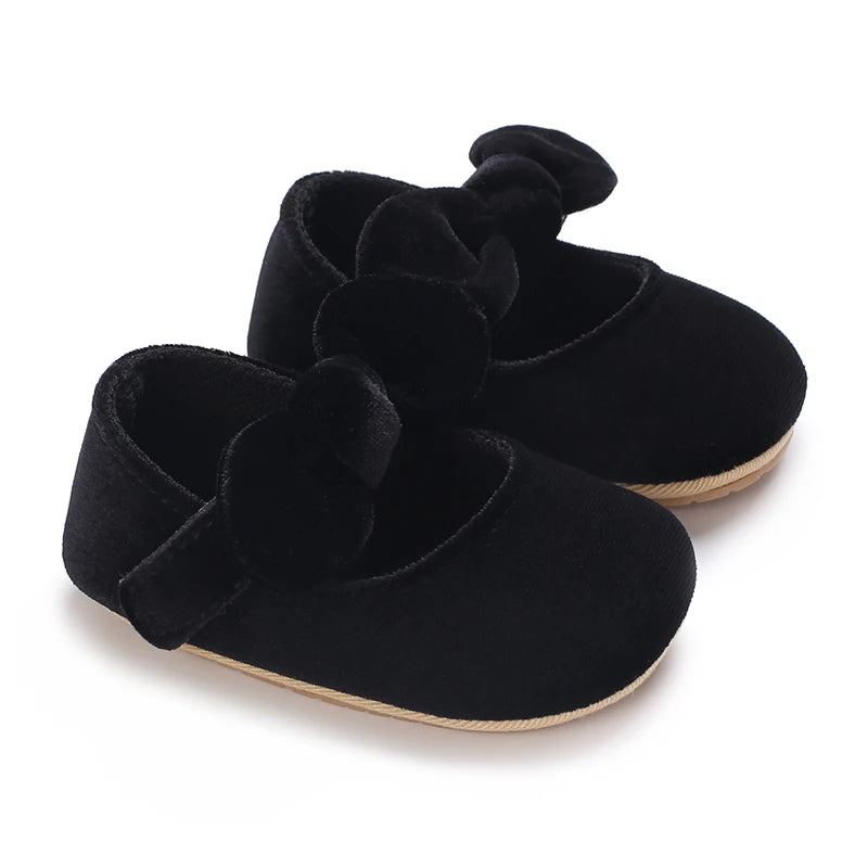 2025Black Fashion Newborn Party Princess Shoes  Boys And Girls' First Step Walking Shoes Rubber Soled Anti Slip Baby Shoes 0-18M