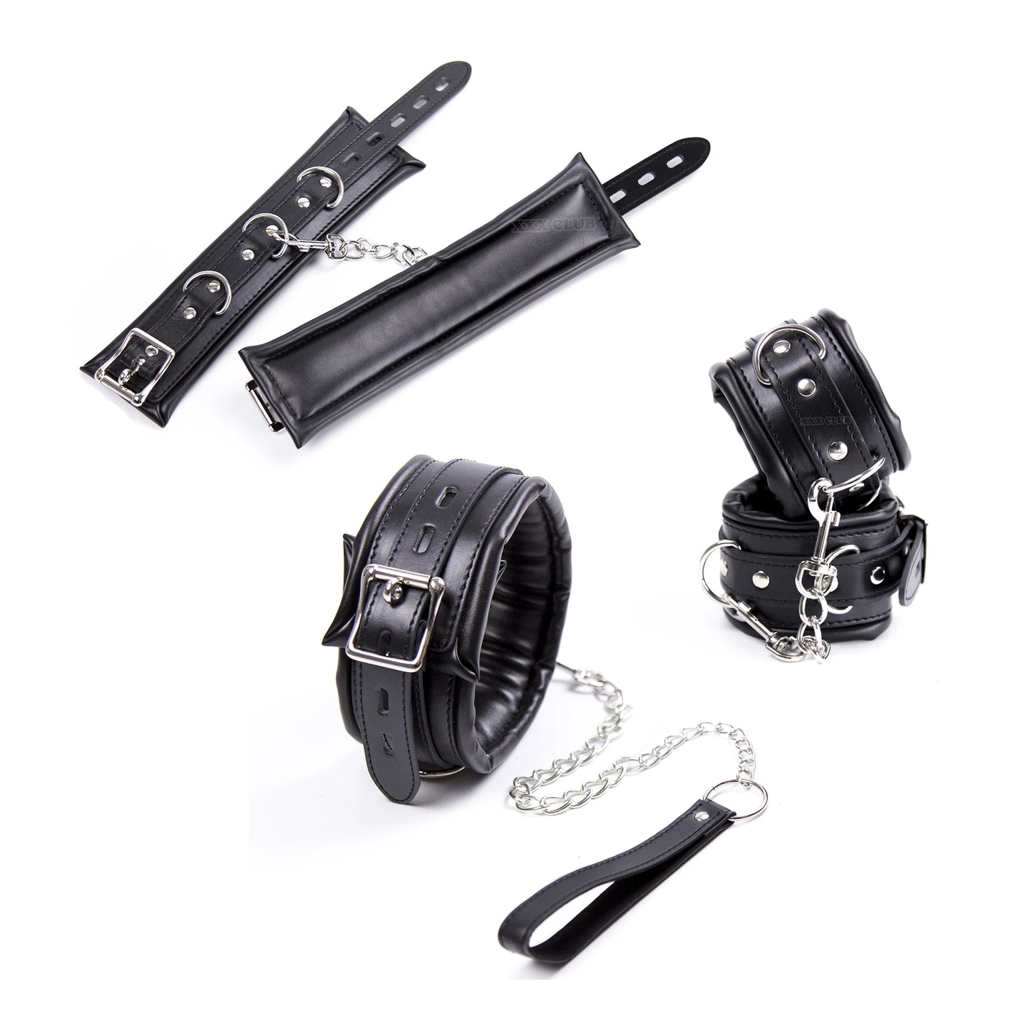 Thierry 3Pcs Soft Bondage Restraints Handcuffs Collar Wrist Ankle Cuffs for Fetish Erotic BDSM Adult Games Couple Sex Product