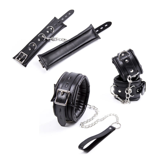 Thierry 3Pcs Soft Bondage Restraints Handcuffs Collar Wrist Ankle Cuffs for Fetish Erotic BDSM Adult Games Couple Sex Product