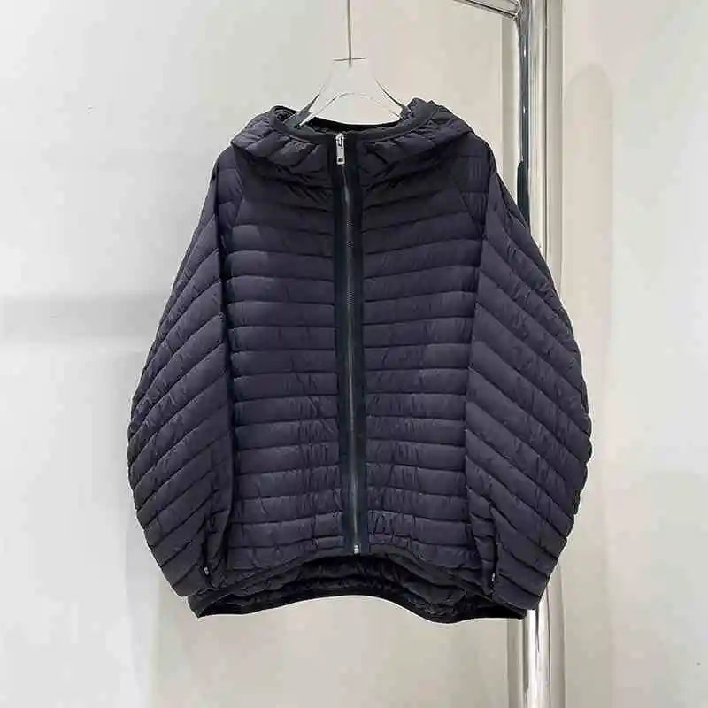 JANVENY 2025 New In Winter Short Puffer Jacket Women Ultra Light Loose 90% White Duck Down Coat Female Hooded Thin Parka Outwear