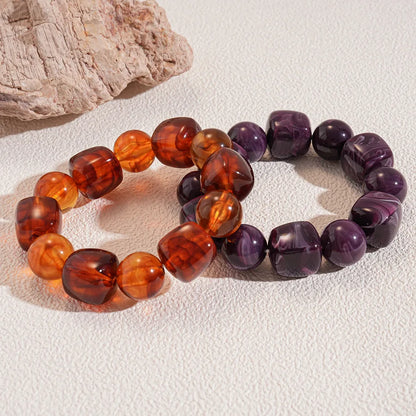 Acrylic Irregular Square Round Beaded Bracelet Bangle for Women Imitation Stone Chain Bracelet Hand Accessories Couple Gifts K