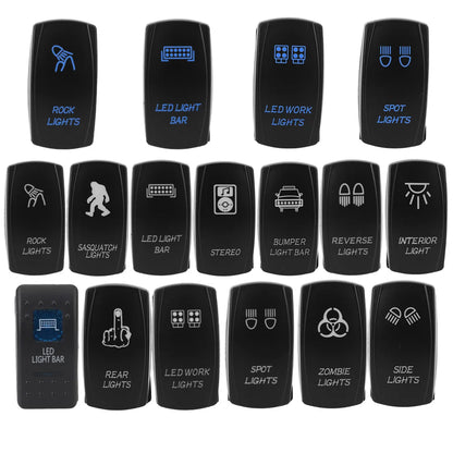 1pc 5 Pin Marine Switch SPST Carling Switch Car Boat Truck Rocker Switch 12V 24V ON-OFF Blue LED Waterpoof