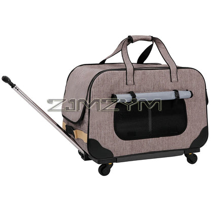 Foldable Pet Trolley, Detachable Windproof Cat Bag, Breathable Cat Carriers, Portable Pet Trolley Case
