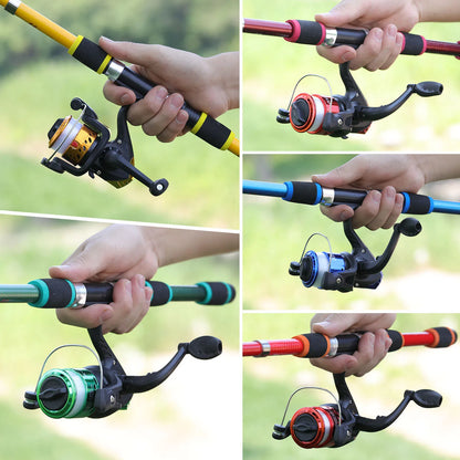 Sougayilang Kids Fishing Pole Set Full Kits with Telescopic Fishing Rod and Spinning Reel Baits Hooks Saltwater Travel Pole Set