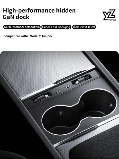 YZ For Tesla Model 3/YYL Juniper Highland 2026 45W Central Control Fast Charging Expansion Dock Car Intelligent Adapter Splitter