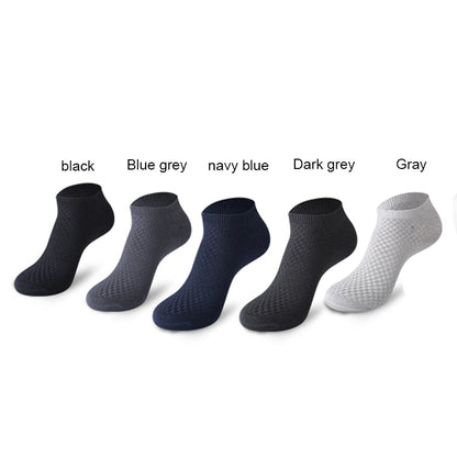 5Pairs/Lot Men's Bamboo Fiber Socks Business Short Breathable Ankle Socks Male Sock High Quality Large Size EU38-44