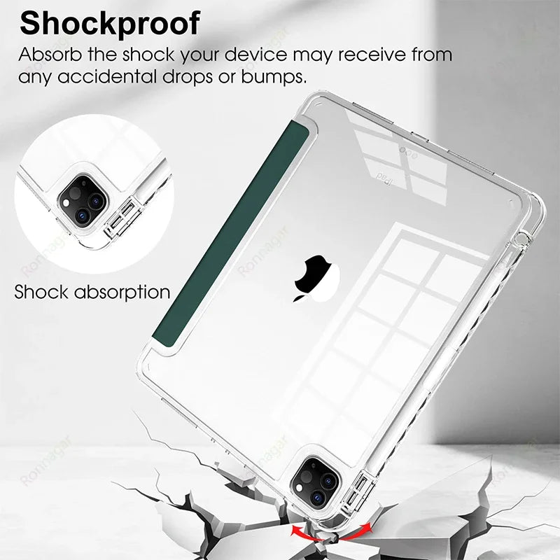 With Pencil Holder Case for iPad A16 A19 12th 11th 2026 Air11 13 Air8 M4 M3 M2 Pro11 12.9 13 M4 M5 Air4 5 10 9 8 7 9.7 10.2 10.5