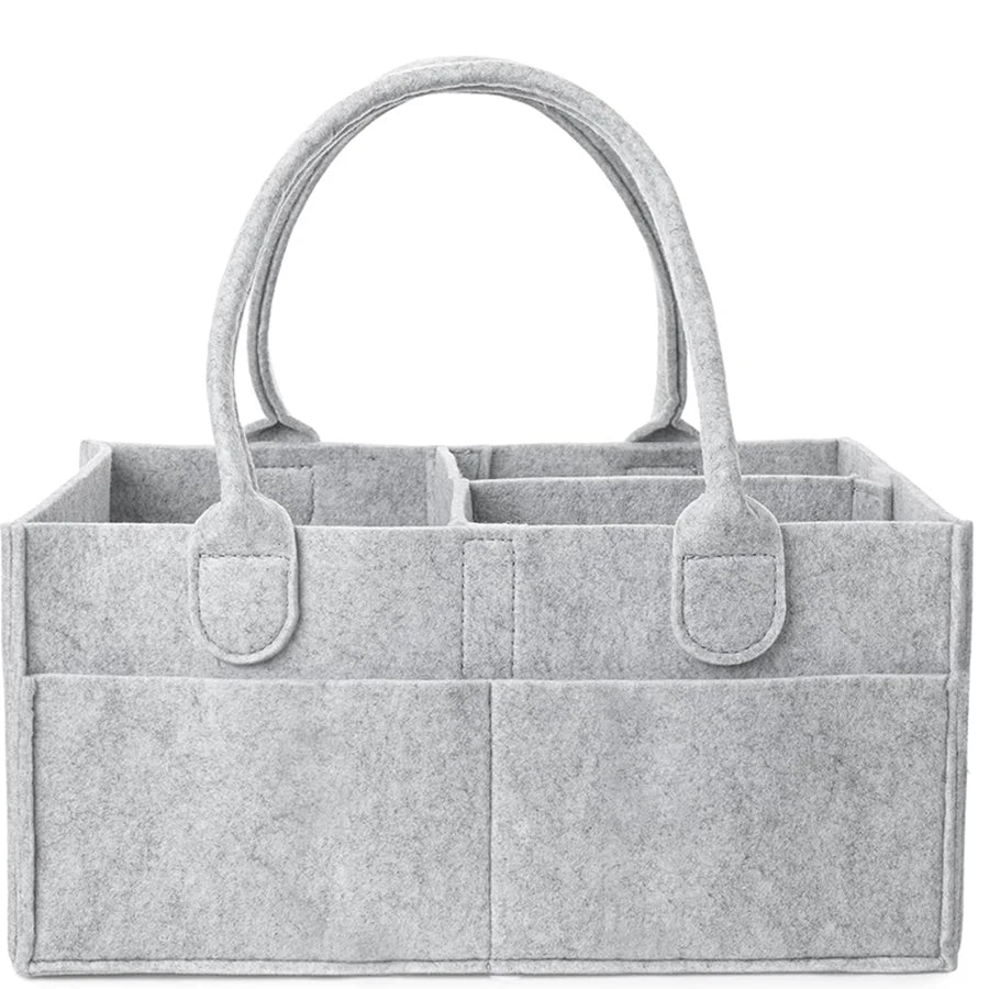 Baby Felt Storage Nursery Organizer Basket Infant Diaper Bag with Handle Caddy Changing Nappy Kids Storage Carrier Large Pocket
