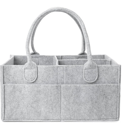 Baby Felt Storage Nursery Organizer Basket Infant Diaper Bag with Handle Caddy Changing Nappy Kids Storage Carrier Large Pocket