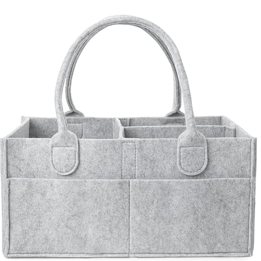 Baby Felt Storage Nursery Organizer Basket Infant Diaper Bag with Handle Caddy Changing Nappy Kids Storage Carrier Large Pocket