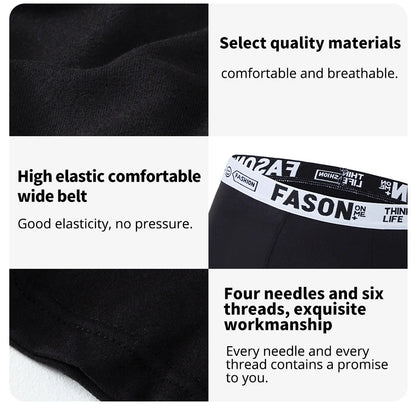 4/10 Piece Men's Four Season Black Fashionable Casual Basic Versatile Underwear Boxer Shorts Plus Size Youth Sports Base Shorts