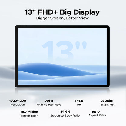 DOOGEE U13 2 IN 1 Tablet PC Android 16 13'' Display 32GB(6GB+36GB) 256GB 11000mAh Battery Quad Speakers UNISOC T7280 Widevine L1