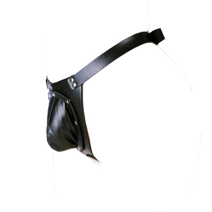 Erotic Underwear Men Leather G-strings With Open Penis Pouch,Fetish BDSM Bondage Men Gay Cock Cage Chastity Panty,Sexy Lingerie
