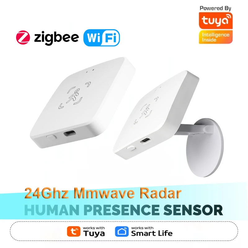 Tuya Zigbee/WiFi Smart Human Presence Sensor 24Ghz MmWave Radar Detection Luminance/Distance Support Home Assistant