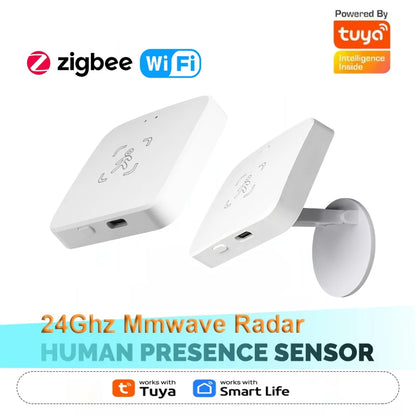 Tuya Zigbee/WiFi Smart Human Presence Sensor 24Ghz MmWave Radar Detection Luminance/Distance Support Home Assistant