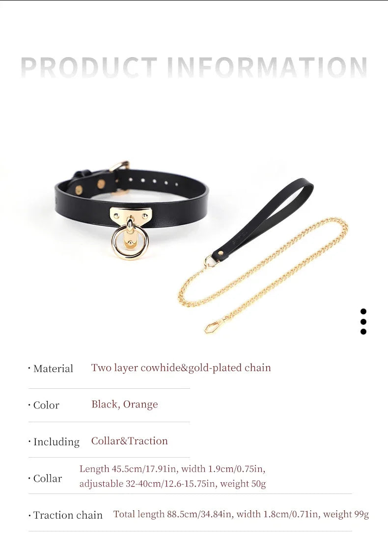 Genuine Leather Series Collar Slave Bed Neck Restraint Belt Strap BDSM Female Couple Bondage Erotic Fun Sex Toys Adult Games