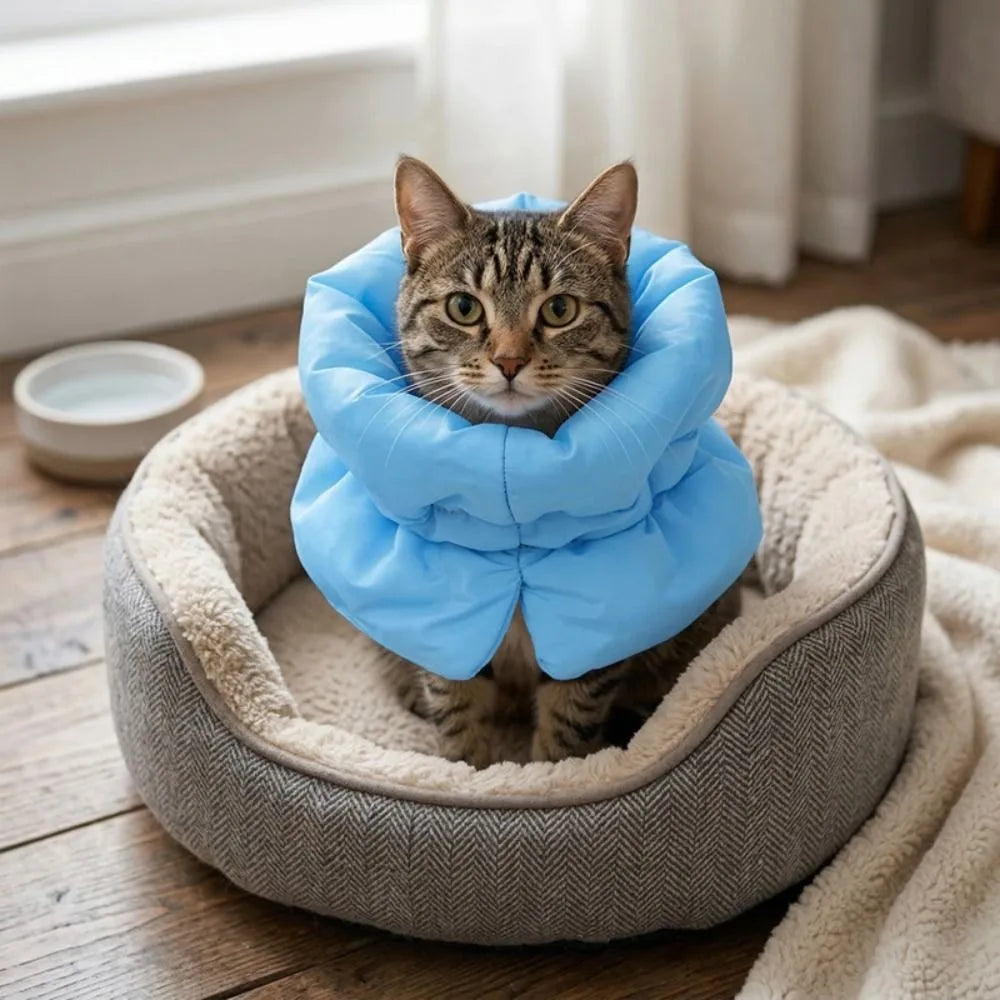 Waterproof Pet Elizabethan Collar Adjustable Anti-Bite Cat Protection Collars Warm Breathable Cat Recovery Cone Pet Wound