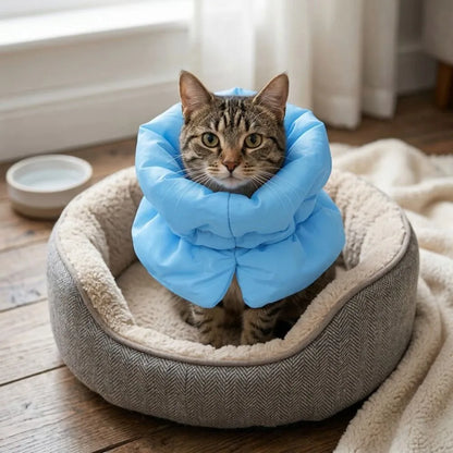 Waterproof Pet Elizabethan Collar Adjustable Anti-Bite Cat Protection Collars Warm Breathable Cat Recovery Cone Pet Wound