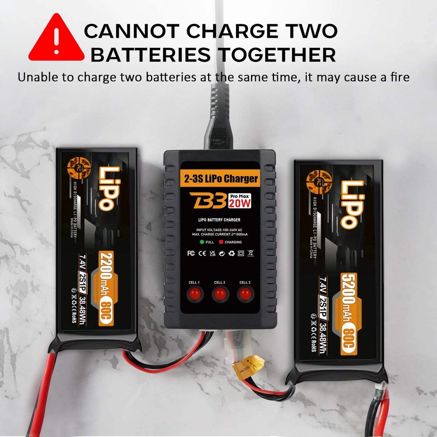 Lipo Charger for 2-3S Lipo Battery (7.4V-11.1V) 20W RC Charger LiPo Charger Airsoft Balancer for RC Cars Airsoft Guns RC Boats