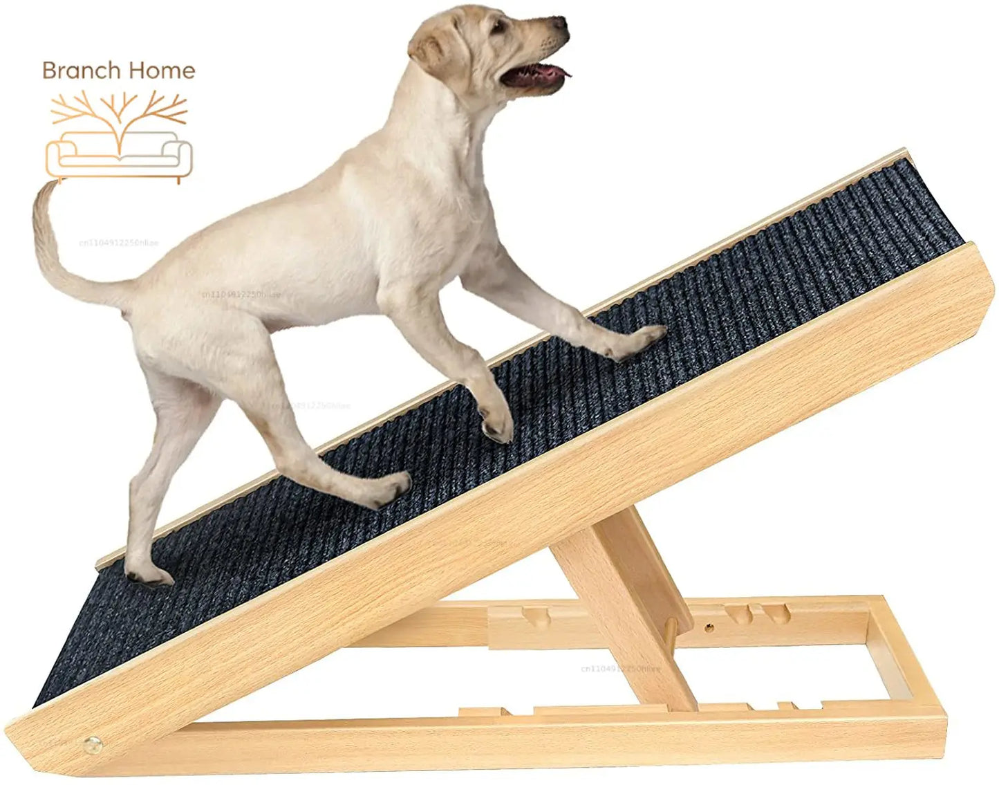 Adjustable Wooden Pet Dog Ramp Comfortable Folding Non-Slip Carpet Surface Foldable Climbing Ladder For Car Bed Pet Carriers
