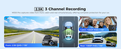 Upgrade AZDOME M550 Pro Dash Cam 4K Front Dashcam Auto 5.8Ghz Wi-Fi GPS G-sensor Car DVR 6 IR Night Vision Parking Monitor