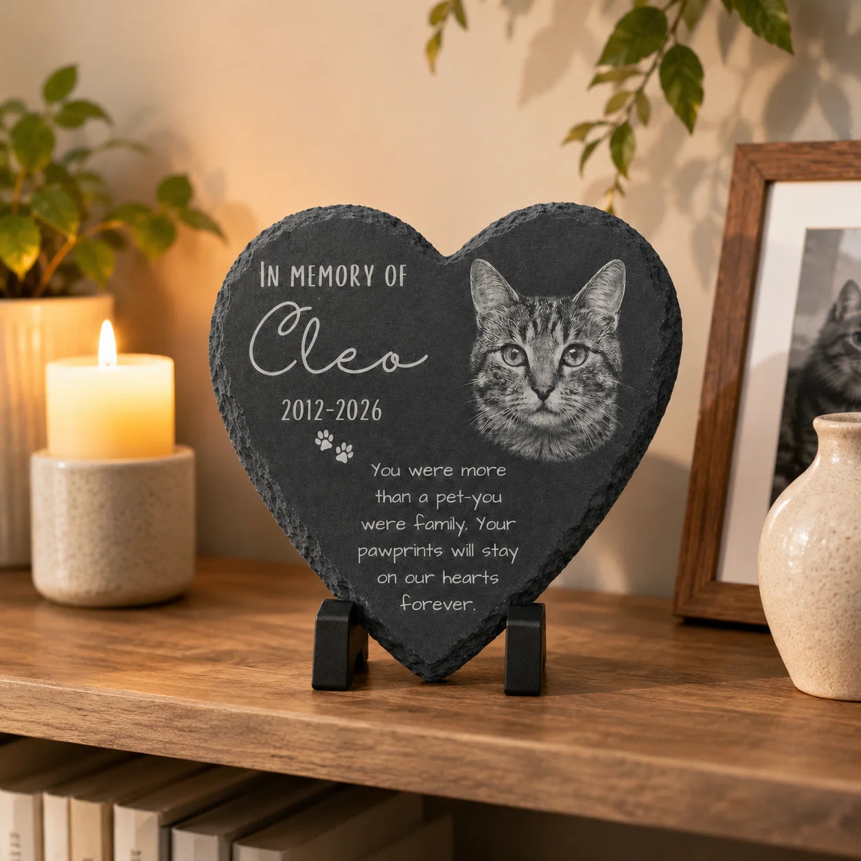 Custom Pet Memorial Gift Personalized Photo Cat Dog Memorial Stone Plaque Sympathy Keepsake Slate Garden Decoration with Stand