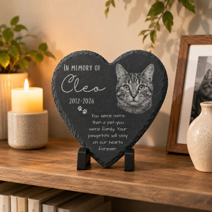 Custom Pet Memorial Gift Personalized Photo Cat Dog Memorial Stone Plaque Sympathy Keepsake Slate Garden Decoration with Stand