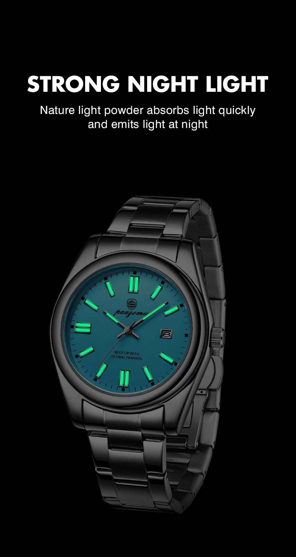 2026 PAAZOMU Fashion Men Stainless Steel Watch Luxury Calendar Quartz Wrist Watch Business Watches Man Clock relogio masculino