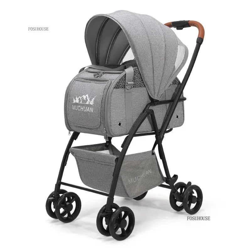 Lightweight and Foldable  Stroller Pet Bag Dog Stroller Dog Scooter Dog Trolley with Storage Basket Stroller for Animals