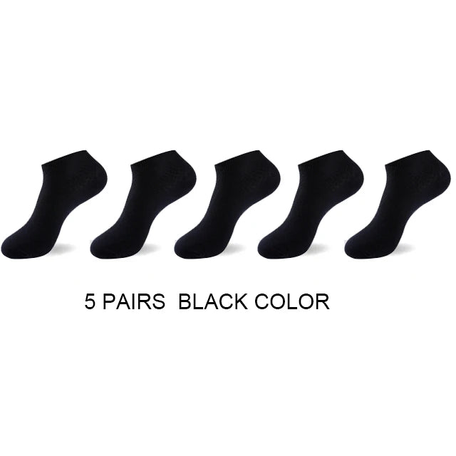5Pairs/Lot Men's Bamboo Fiber Socks Business Short Breathable Ankle Socks Male Sock High Quality Large Size EU38-44