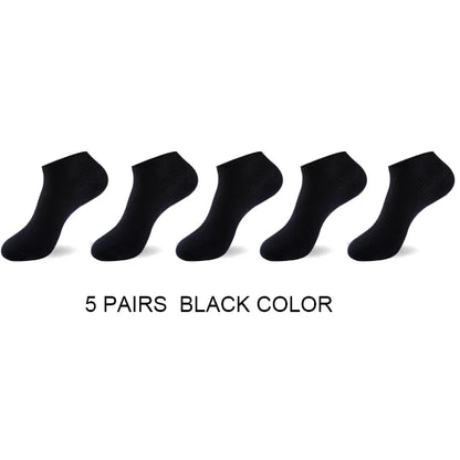 5Pairs/Lot Men's Bamboo Fiber Socks Business Short Breathable Ankle Socks Male Sock High Quality Large Size EU38-44