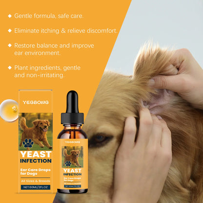Yegbong Ear Care Drops for Dogs Pet Ear Cleaner Odor Control Dog Ear Care Soothing Ear Drops Deodorization Itchy Cleaning Liquid