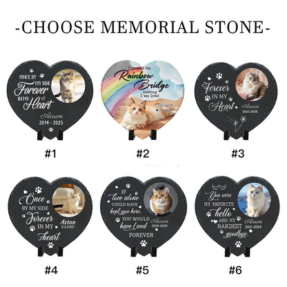 Personalized Pet Memorial Stone,Custom Cat Grave Marke Plaque With Photo&Name,Garden Slate Tombstone Pet Loss Remembrance Gift