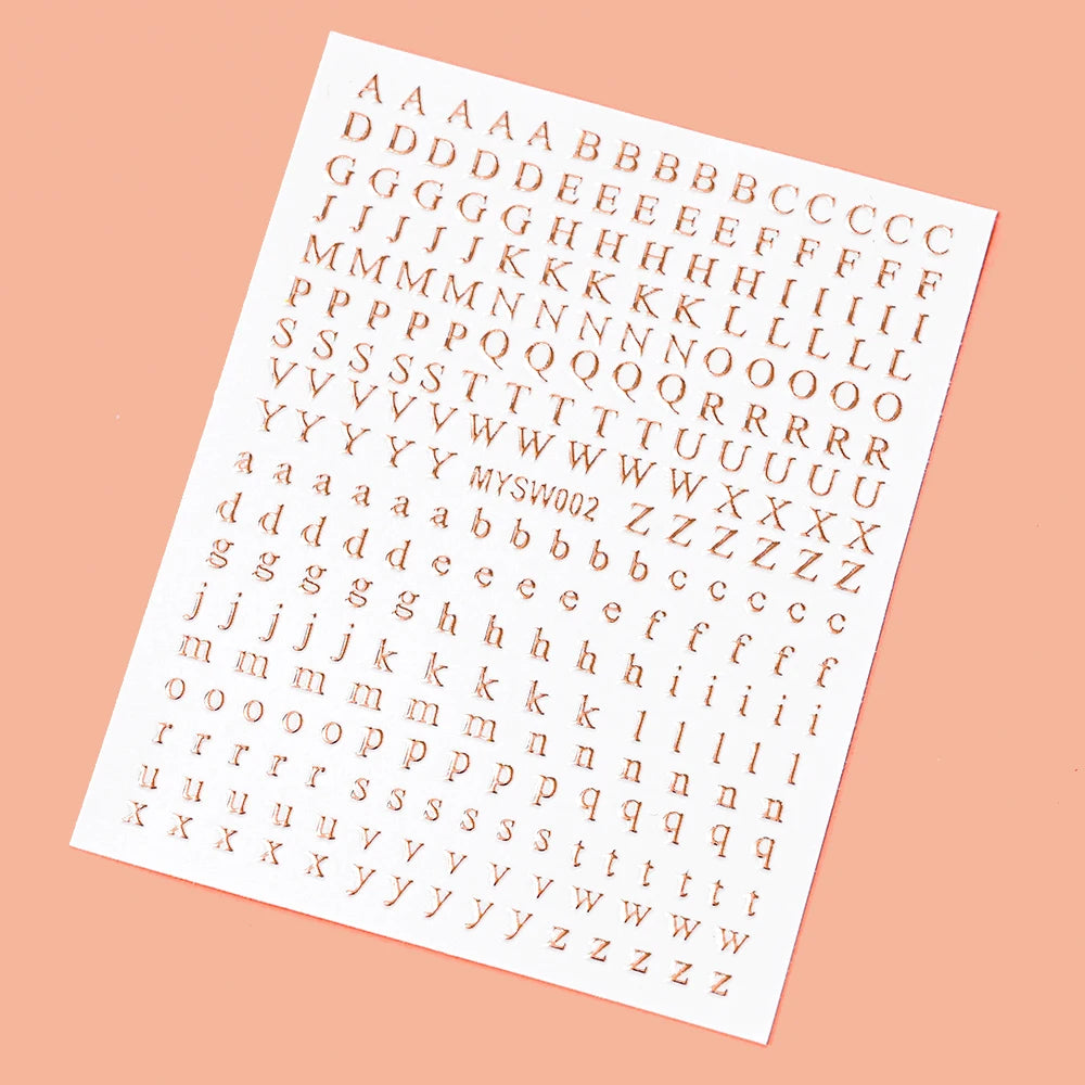 1Pcs 3D Alphabet Nail Sticker Laser Silver/Gold 26 English Letters Nail Art Decals Self Adhesive Manicure 8*10cm Letter Sticker