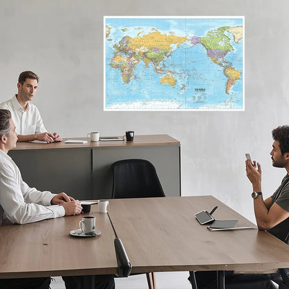 World Map in English Poster Prints Painting Education Painting School Supplies Classroom Home Decor,Travel Supplies