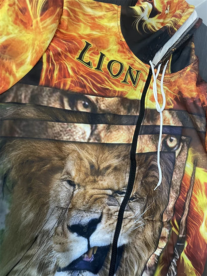 Spring and Autumn Men's Tracksuit 3D The Lion Print Zipper Hoodies Sweatshirts Pants Sets Casual Mens Clothing Women's Tracksuit