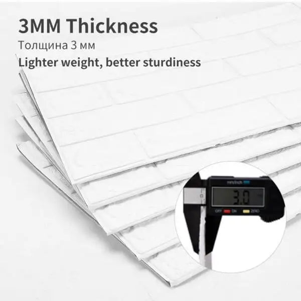 3D Self-Adhesive Wallpaper 70cm*1/5/10m Continuous Waterproof Brick Wall Stickers Living Room Bedroom Children's Room Home Decor