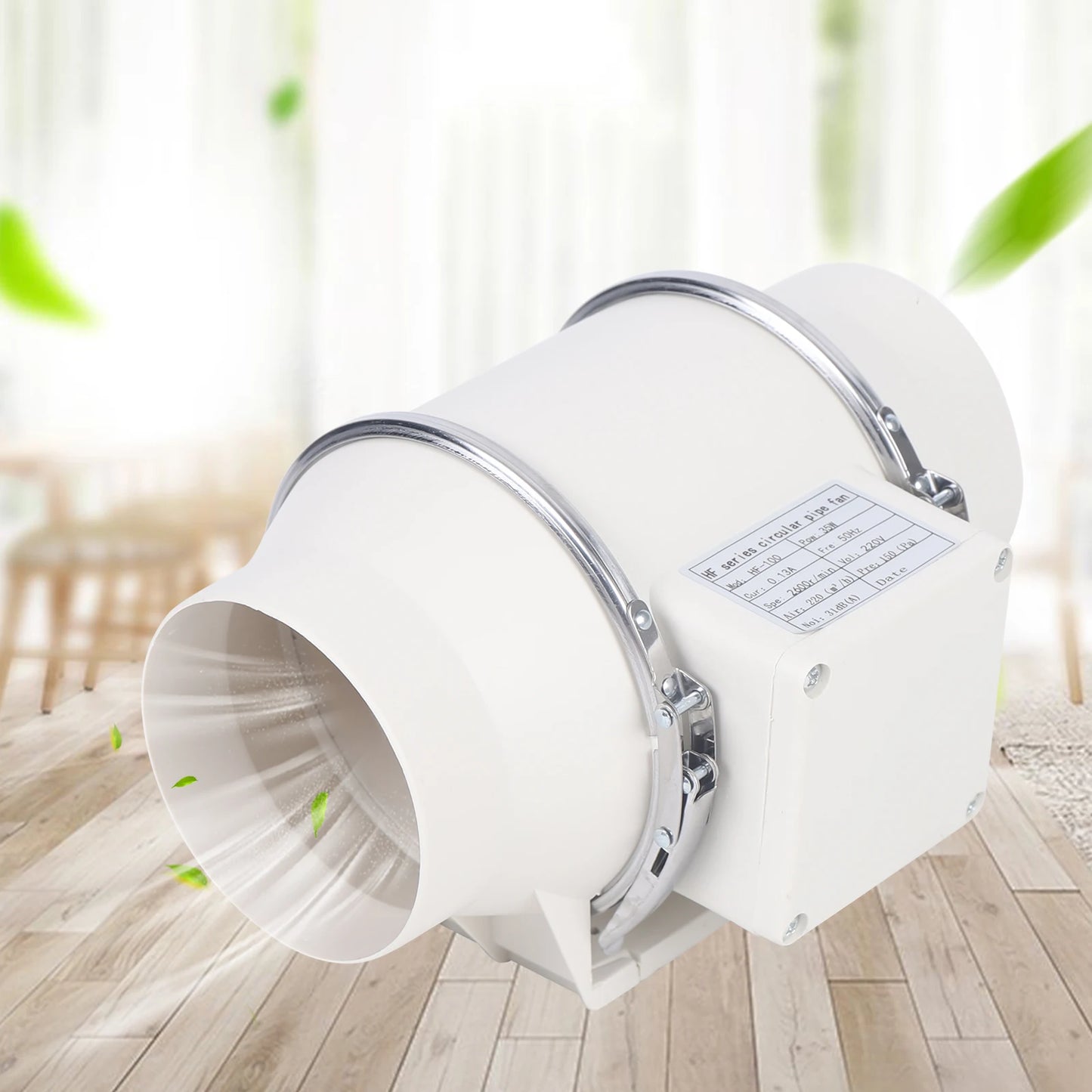 220V Exhaust Fan Silent Duct Ventilation Fan 2600RPM Duct Fan Pipe Extractor for Kitchen Bathroom Toilet (HF-100/HF-150/HF-200)