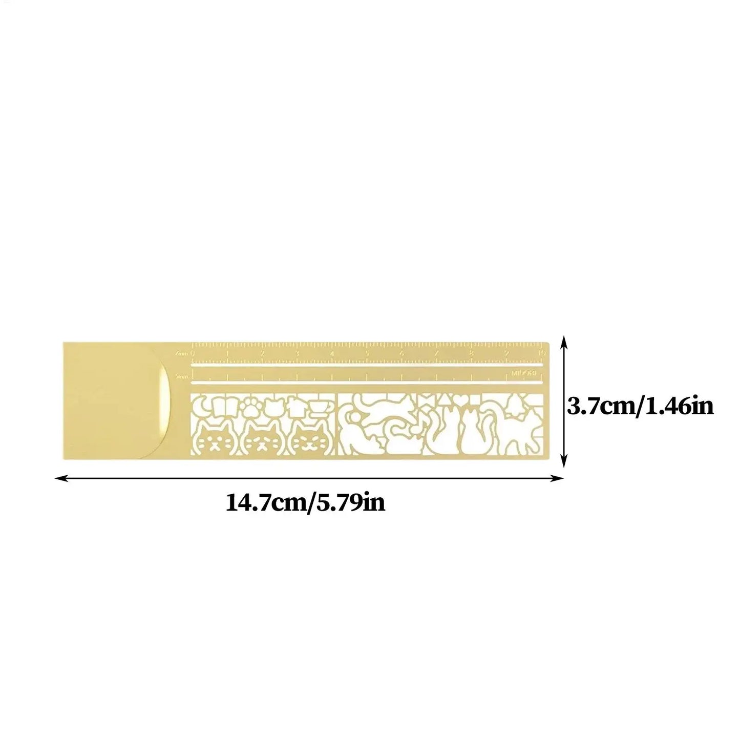 3in1Cat Lover Template Ruler Cute Cat Designs Bookmark & Double-Sided Ruler Perfect Gift for Diary Planner