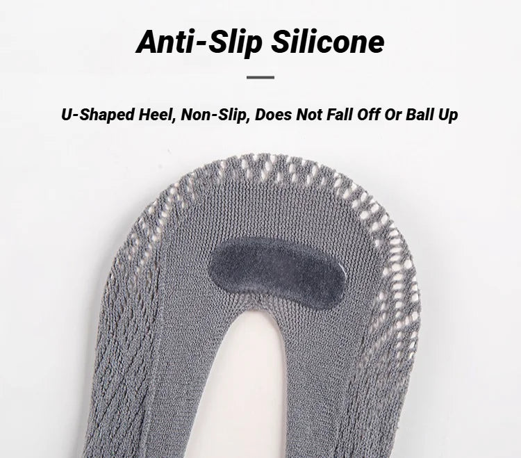 1/5 Pairs Summer Men's Invisible No Show Five Finger Socks Thin Velvet Non-Slip Mesh Breathable Elastic Solid Silk Soft
