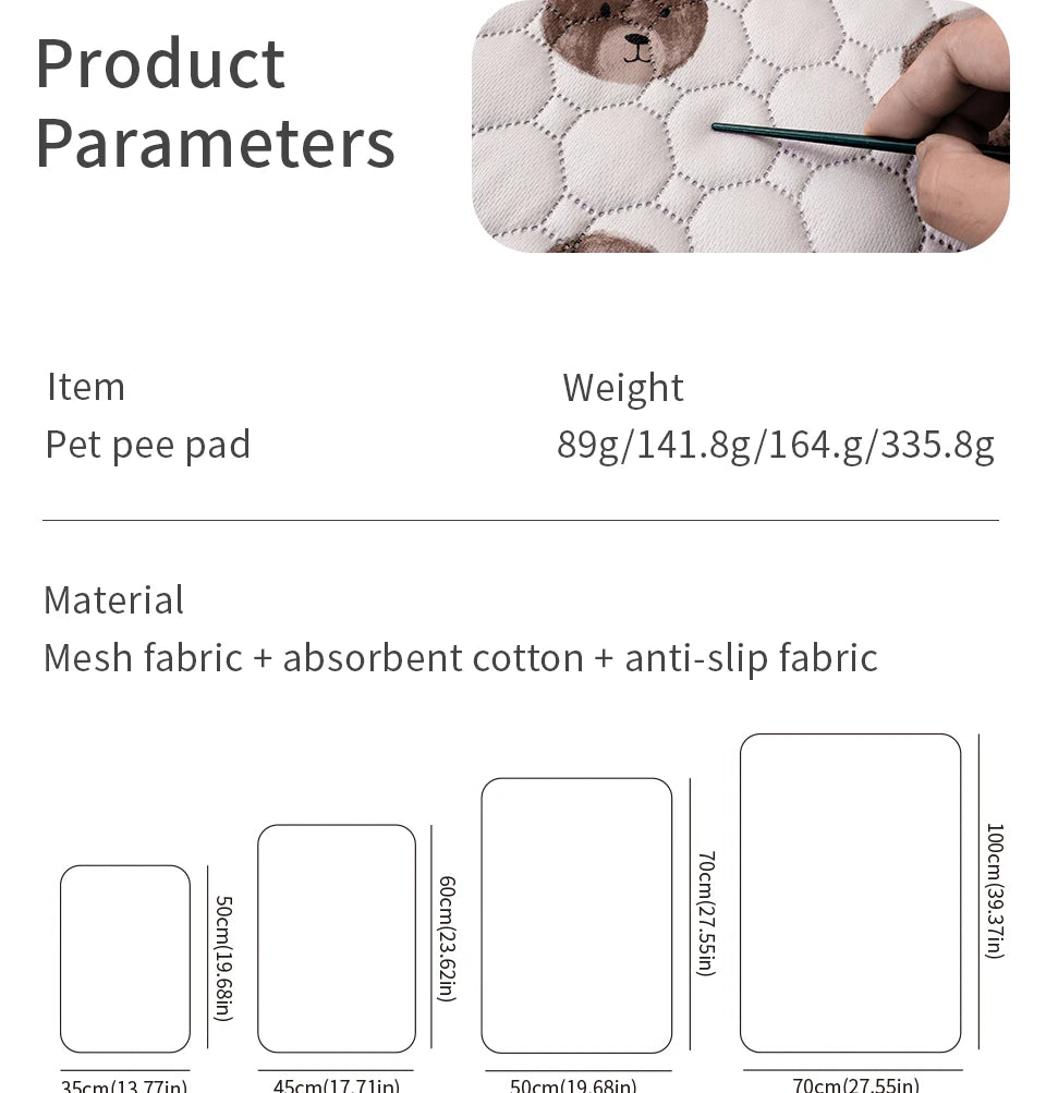 1PC Washable Reusable Pet Mat Training Pad, Suitable for Dogs and Cats, Non-Slip,Dog Cat Pad Blanket,  Pet Accessories