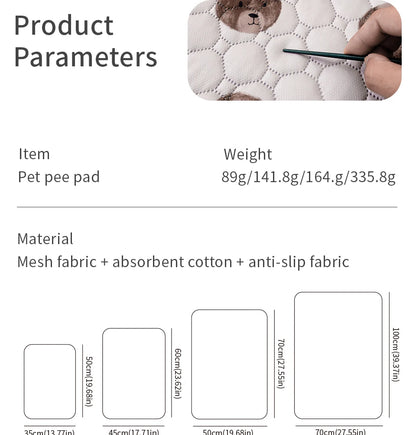 1PC Washable Reusable Pet Mat Training Pad, Suitable for Dogs and Cats, Non-Slip,Dog Cat Pad Blanket,  Pet Accessories
