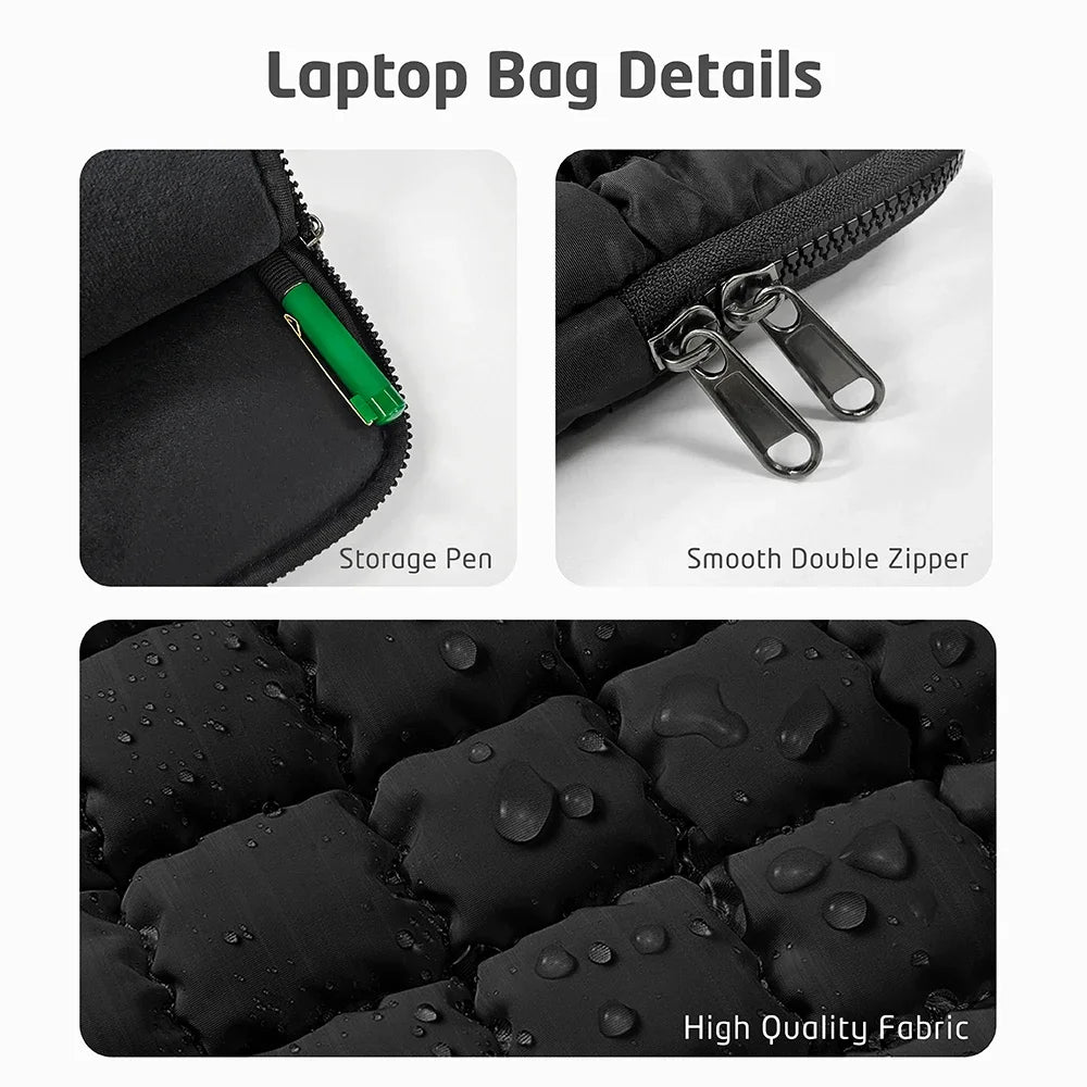 Puffy Laptop Bag Sleeve 11/13/14/15/15.6 Inch Quilted Case Laptop Cover For MacBook Air Pro/iPad/Lenovo/Hp Puffer Notebook pouch