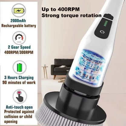 Cordless Electric Spin Scrubber For Kitchen Bathroom Toilet Tile Grout Cleaning Household Multipurpose Power Brush