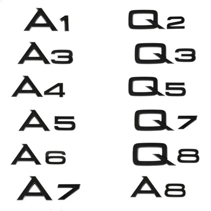 3D ABS Chrome Black Rear Trunk Emblem Badge Sticker Decals For A1 A3 A4 A5 A6 A7 A8 Q2 Q3 Q5 Q7 Q8 TT Car Accessories