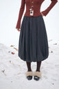 ELFSACK 2025 Dark Gray Pleated Skirt Women, Preppy Elegant Tiered Midi Skirt with Bubble Hem, Winter Mini/Maxi Half Skirt