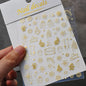5D Embossed Gold Castle/Garland/Christmas Tree Nail Stickers White Snowflakes Bow Star Nail Decals Self-Adhesive Xmas Nail Decor