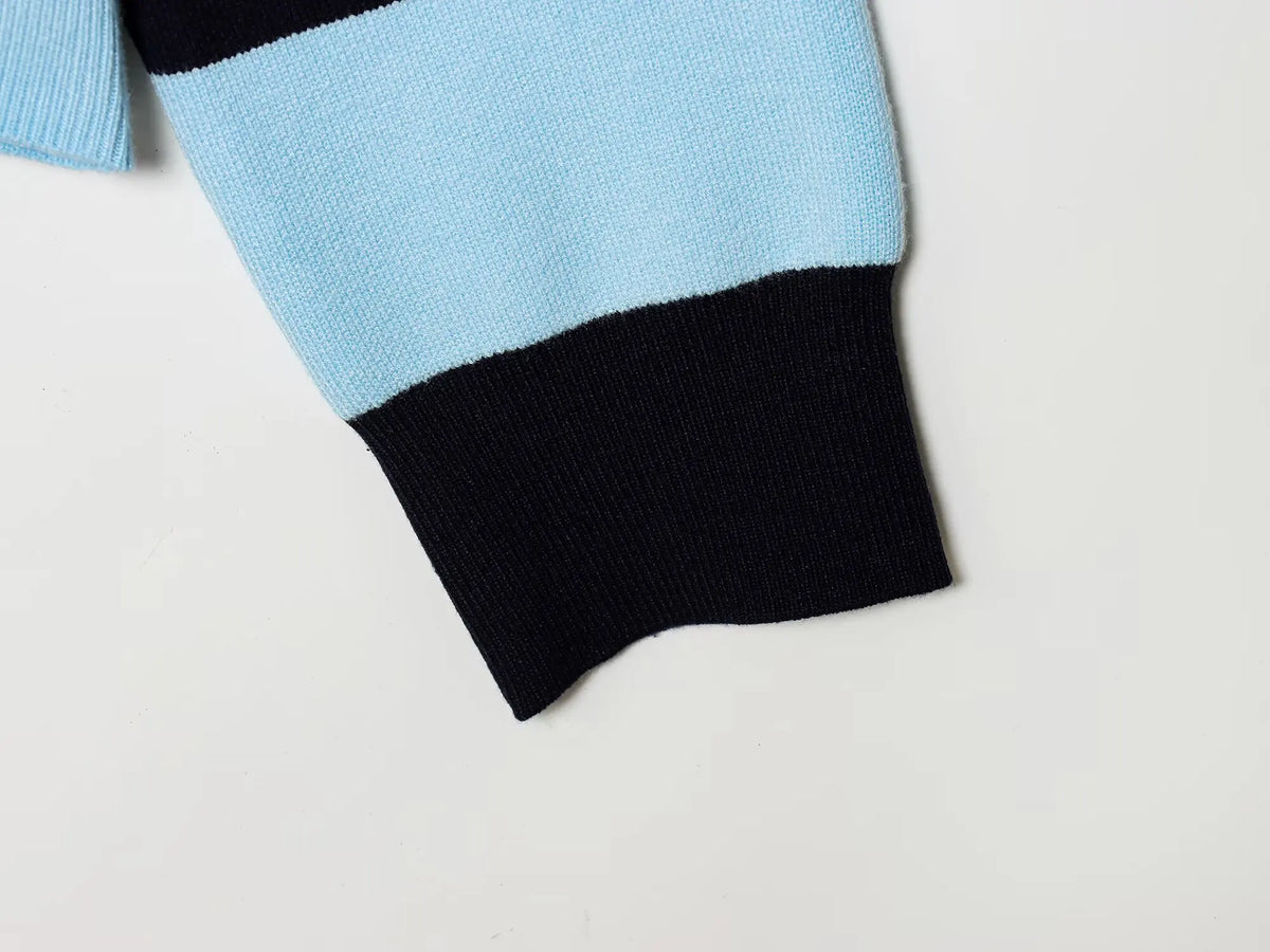 Sweater knitted Pullover Women's Spring 2026 New Fashion Striped Loose Polo neck Warm Women Sweater Chic Youth Holiday Pullover